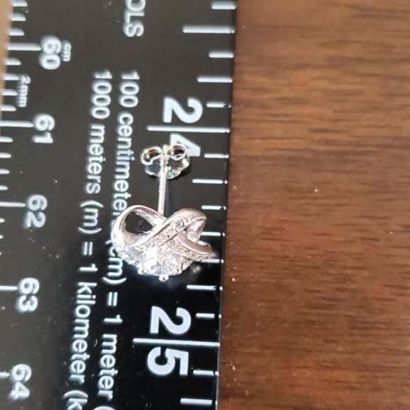 NEW 925 CZ Sterling Silver Love Knot Earrings - Picture 6 of 6